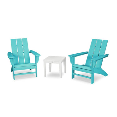 POLYWOOD Modern 3-Piece Adirondack Set - Aruba / White